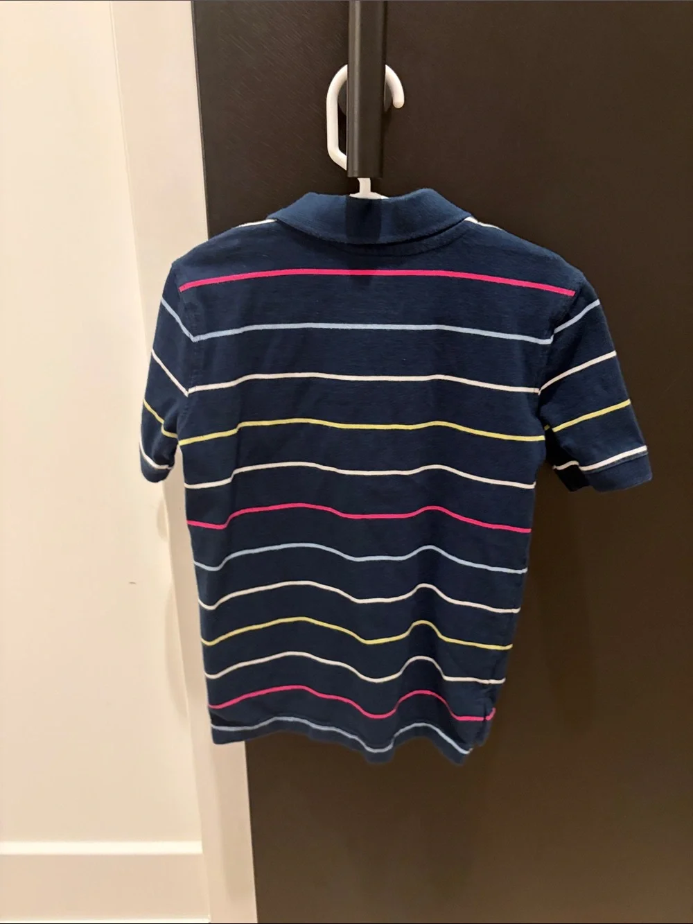 GAP Navy Polo with Pink, Yellow, White and Light Blue Stripes